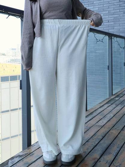 [3 Lengths] Everyday Relaxed Wide-Leg Cotton Pants with Pockets(Cream)