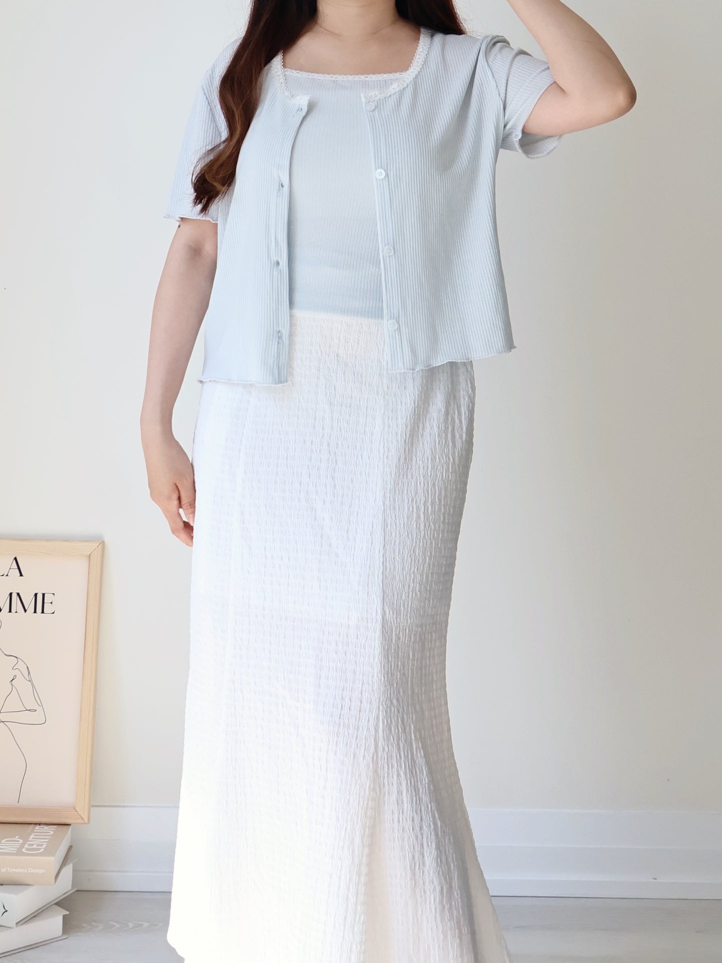 Ethereal Silk-Touch Modal Lace Trim Cami+cardigan Set(3 colors)