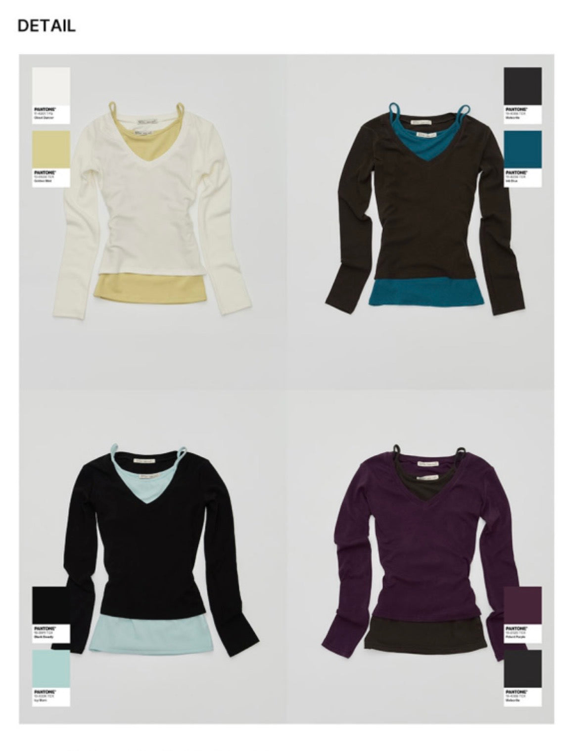 Vivid Layered V-neck Cami & T-Shirt 2-Piece set(4 colors)