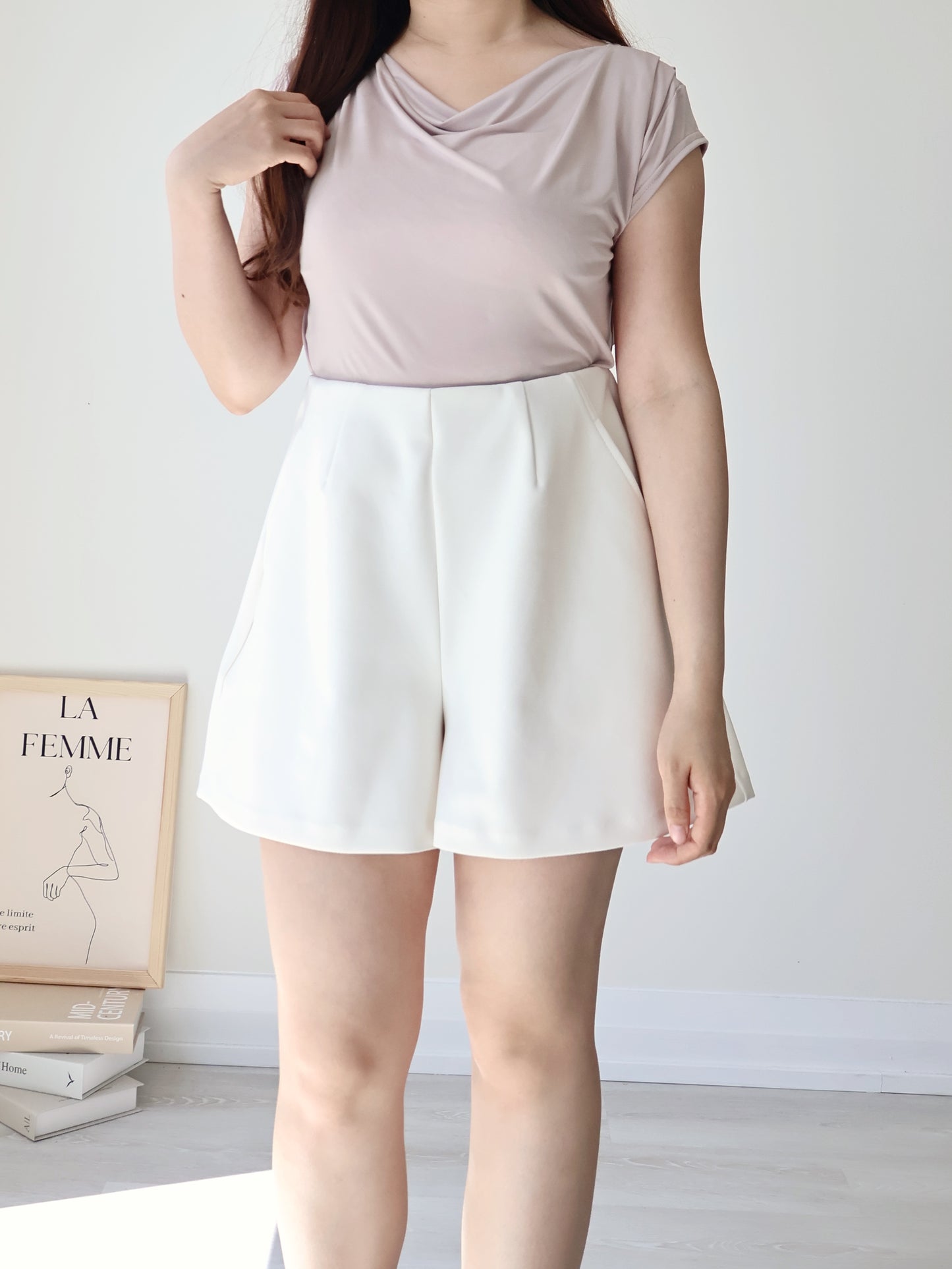 [2-Way] Elegant Icy-Cool Breathable Draped Top(Nude pink)