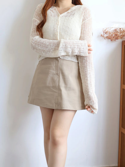 Matcha Milk Foam Hooded Knit Cardigan(Cream)