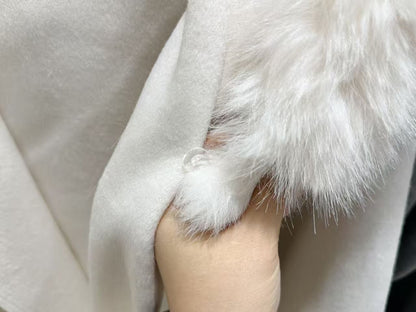 ［40% WOOL］Cozy Faux Fur Collar Warm Coat