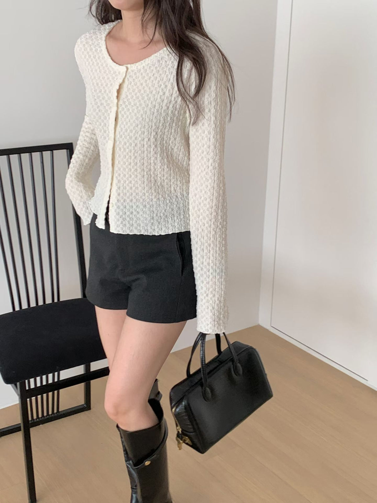 Minimalist Waffle Cardigan(4 Colors)