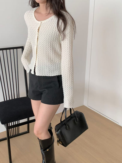 Minimalist Waffle Cardigan(4 Colors)