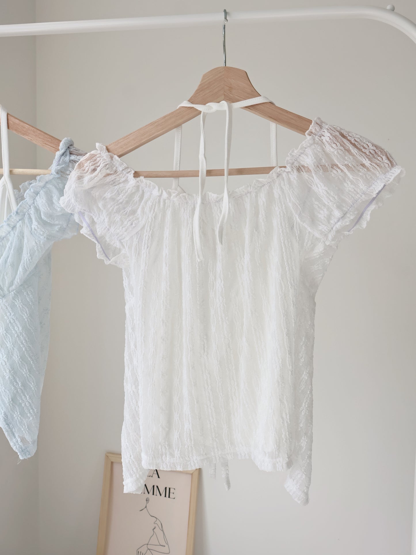 French Daisy Lace Layered Tie-Front Top(Ivory)