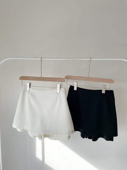 Wrinkle-Free Stretch Cotton A-Line Skort(Black)