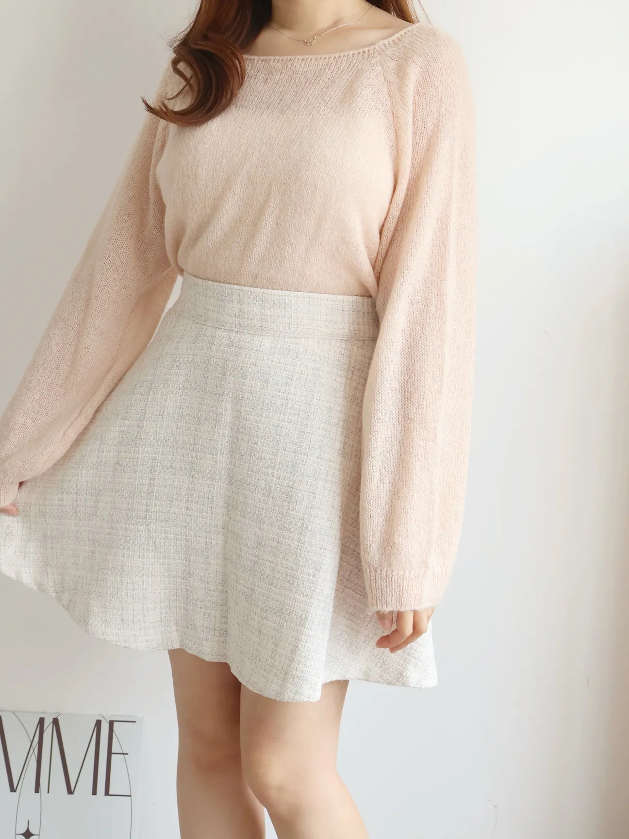 [8% Mohair] Cloud-Light Soufflé Sweater(Peach)