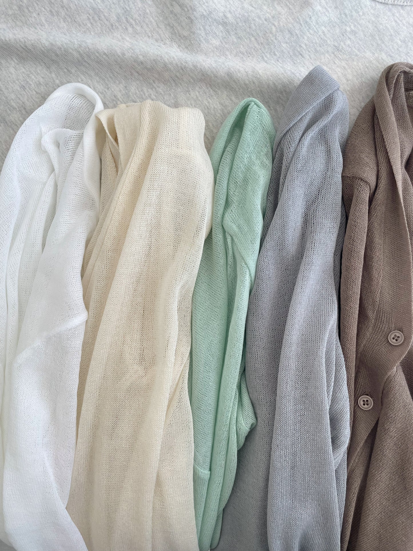 Featherlight Airy Ice-Silk UV-Block Knit Cardigan(Cream)