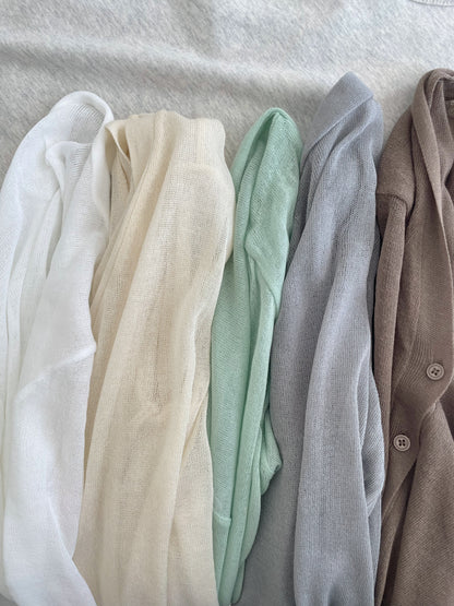 Featherlight Airy Ice-Silk UV-Block Knit Cardigan(Cream)
