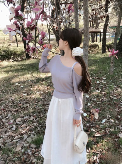 The Chérie One-Shoulder Knit Top(5 colors)