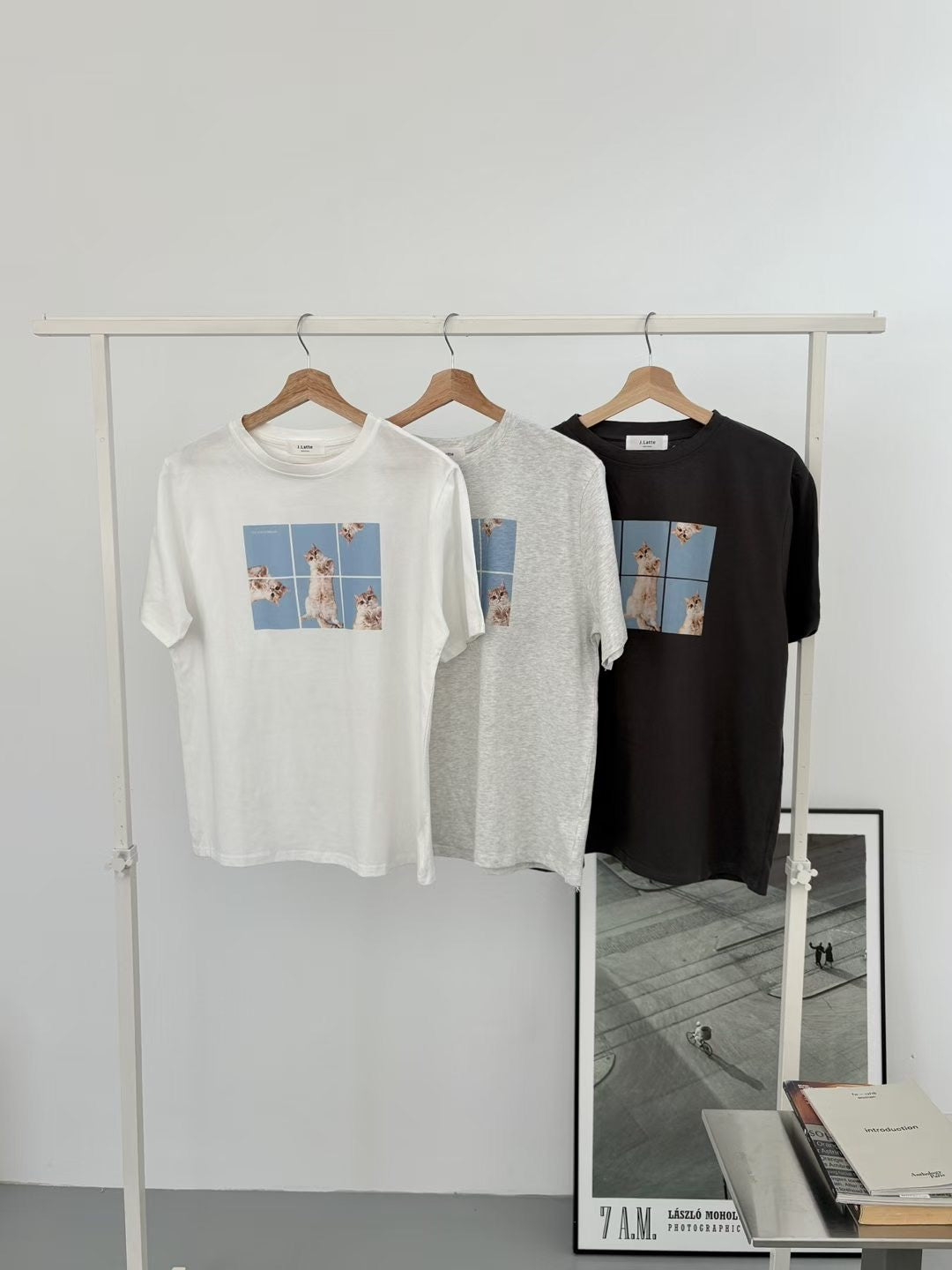 Oversized Cats Graphic Cotton T-Shirt(3 Colors)