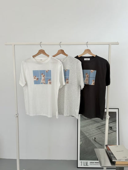 Oversized Cats Graphic Cotton T-Shirt(3 Colors)