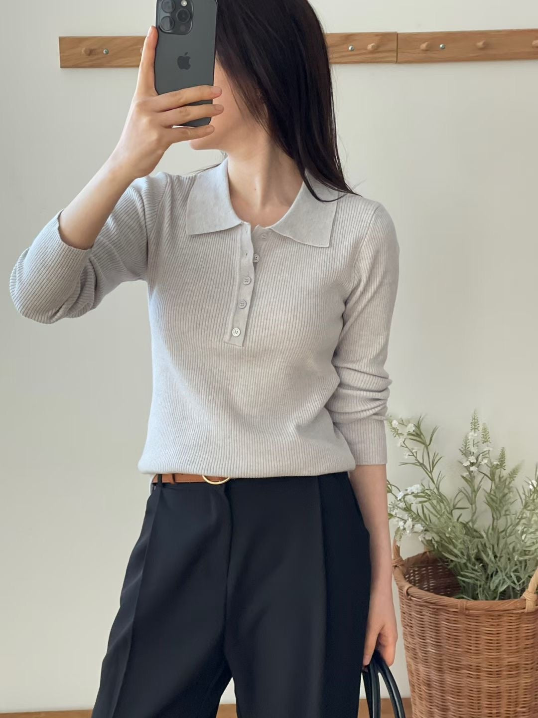 Casual Polo Knit Top(4 colors)
