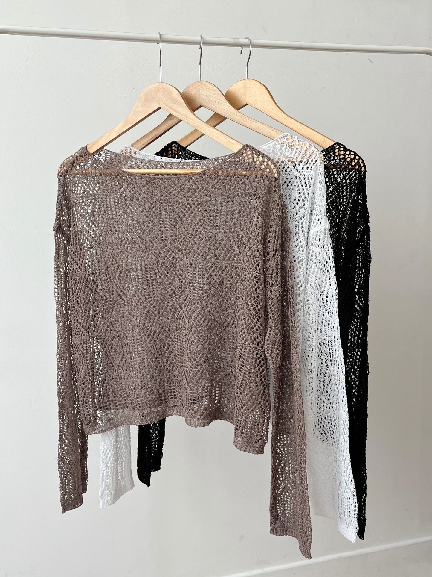 Boat Neck Open Stitch Loose Fit Sweater(3 colors)