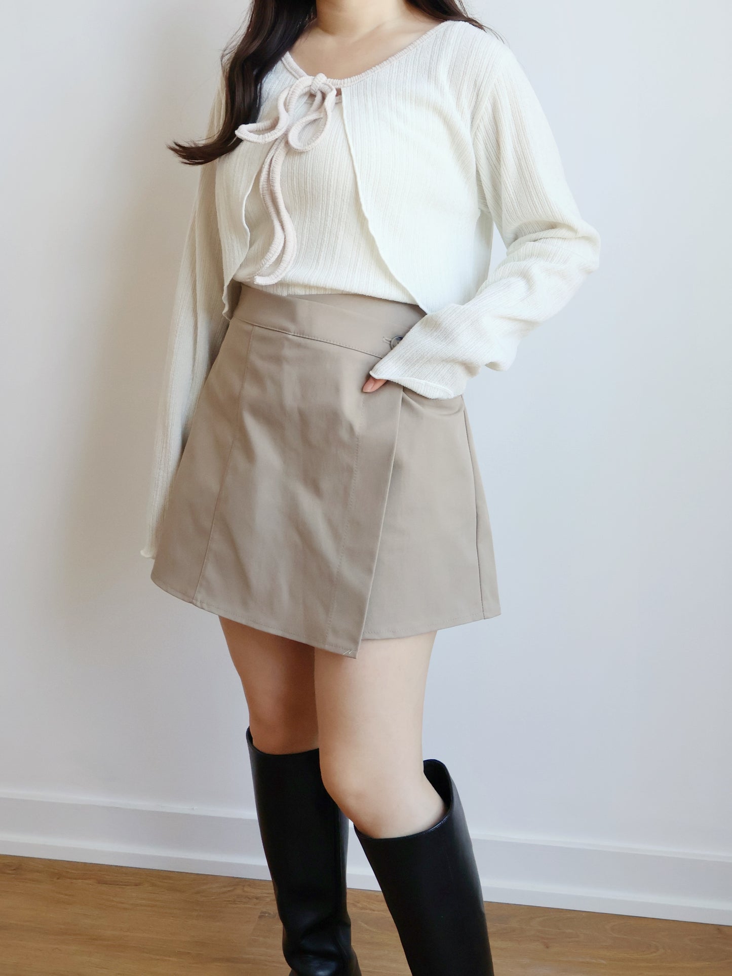 Milky Ribbon Two-Piece Set(Cream)