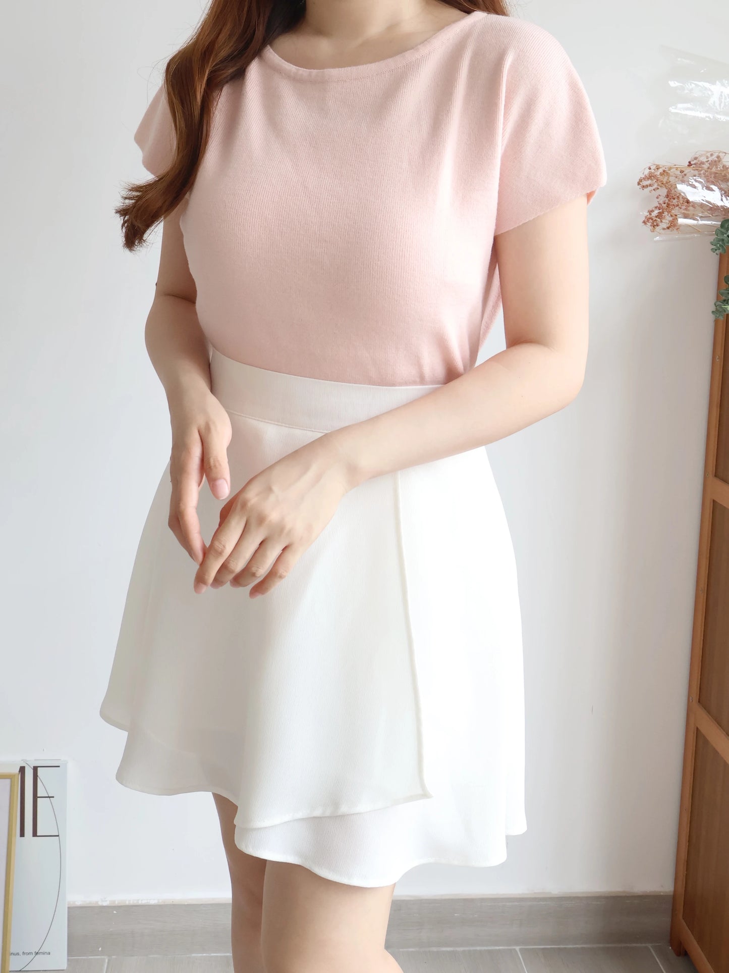 Mochi-Soft Flattering Knit Top(Peach)