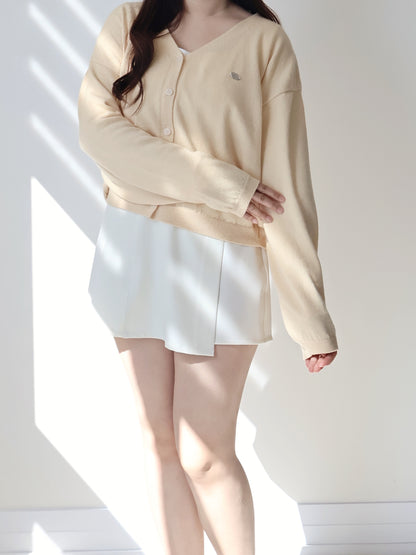 Premium Italy Cotton🇮🇹 Silver Badge Cardigan(Light Yellow)