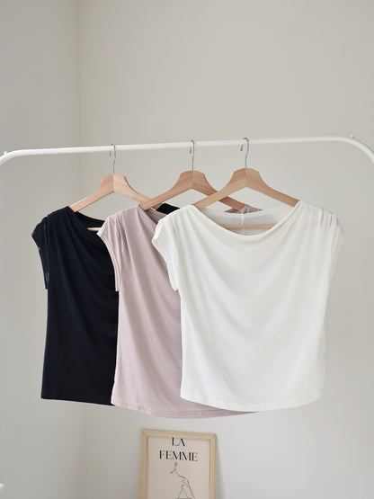 [2-Way] Elegant Icy-Cool Breathable Draped Top(Nude pink)