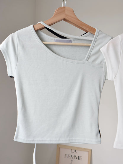Asymmetric Halter-Tie Stretchy Top(Mint)