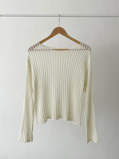 Minimalist Round Neck Sheer Knit Top(4 Colors)
