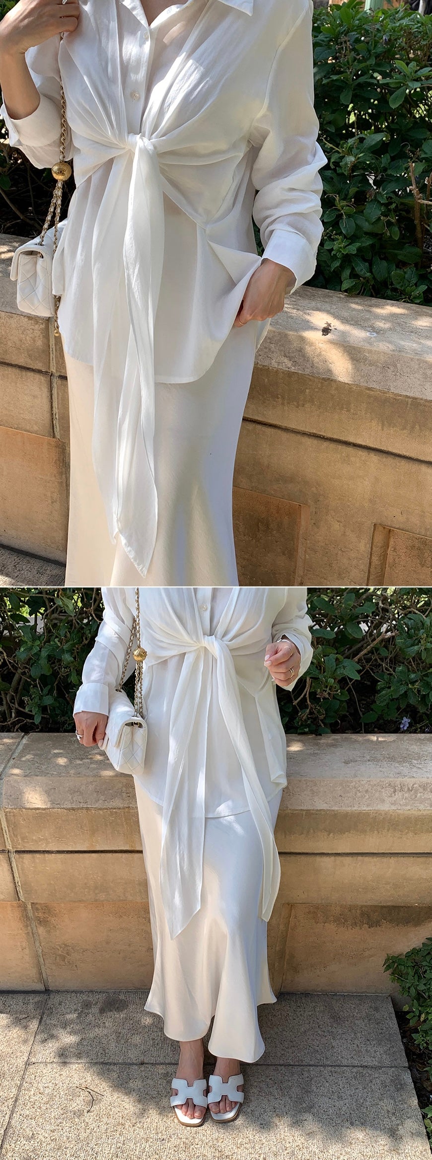Feminine Silky Satin Banding Flare Maxi Skirt(2 colors)