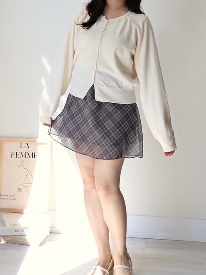 Premium Italian Cotton Soft-Touch Raglan Cardigan(Cream)