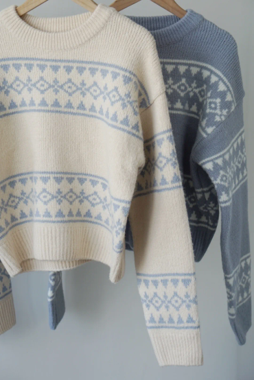 Nordic Round Neck Thick Sweater(Cream)