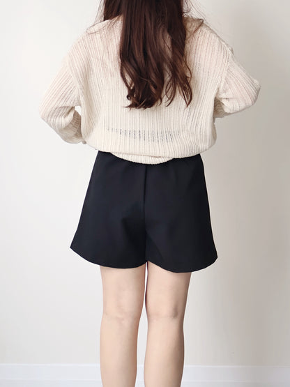 [Pear-Shape Friendly🍐] High-Waist Tailored Shorts with Pockets(Black)