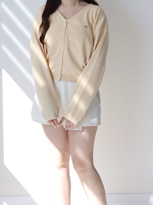 Premium Italy Cotton🇮🇹 Silver Badge Cardigan(Light Yellow)