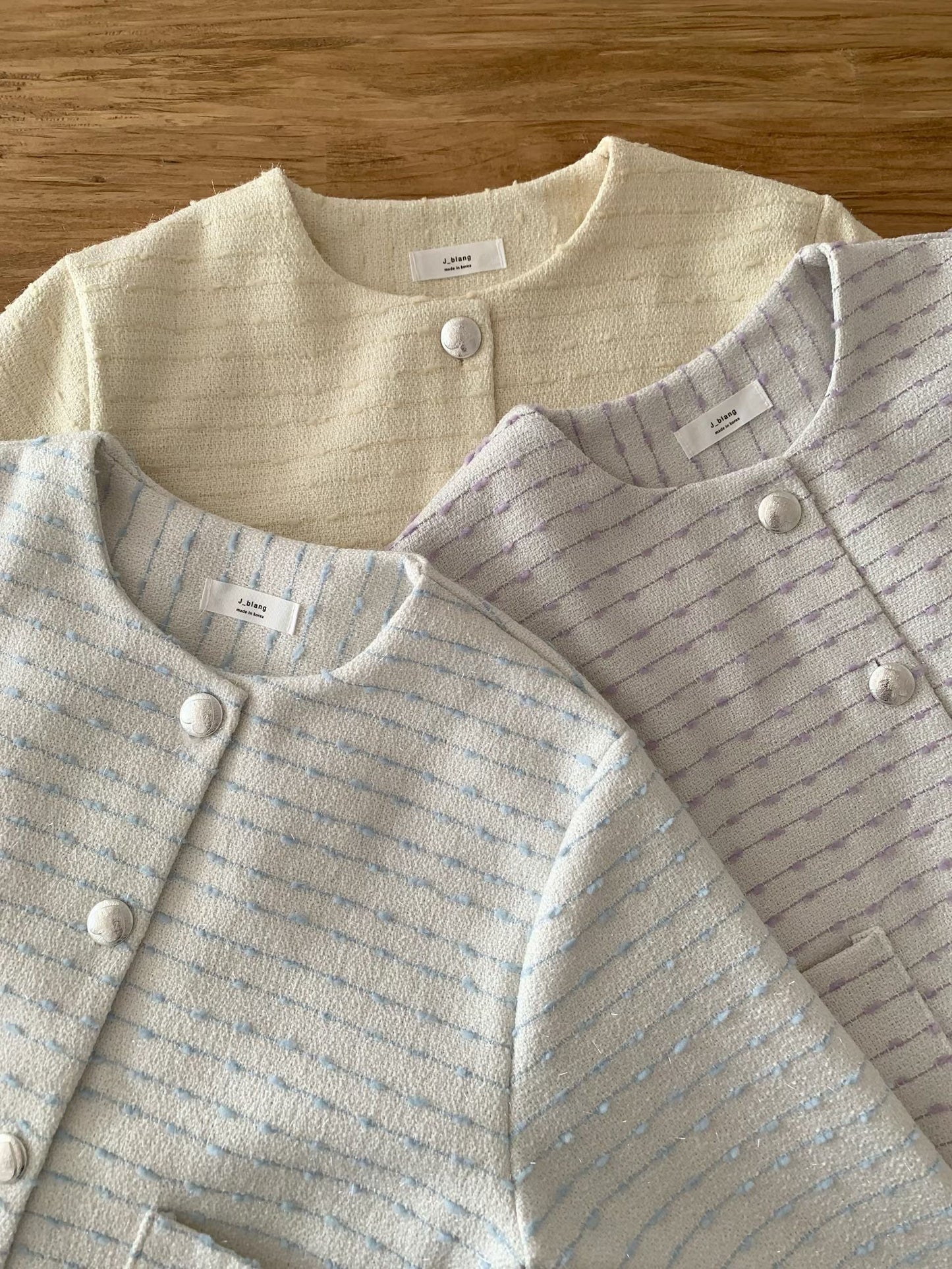 Pastel Horizontal Weave Tweed Jacket(3 colors)