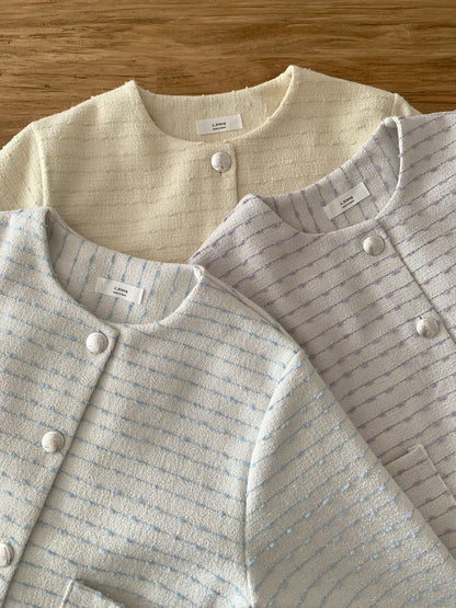 Pastel Horizontal Weave Tweed Jacket(3 colors)