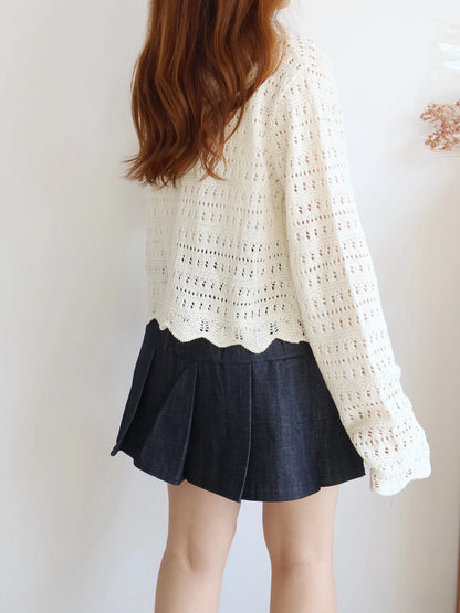 Romantic Lace-Trimmed Sheer Cardigan(Beige)