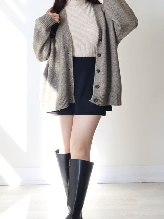10% Lambswool Marshmallow Oversized Cardigan(Mocha)