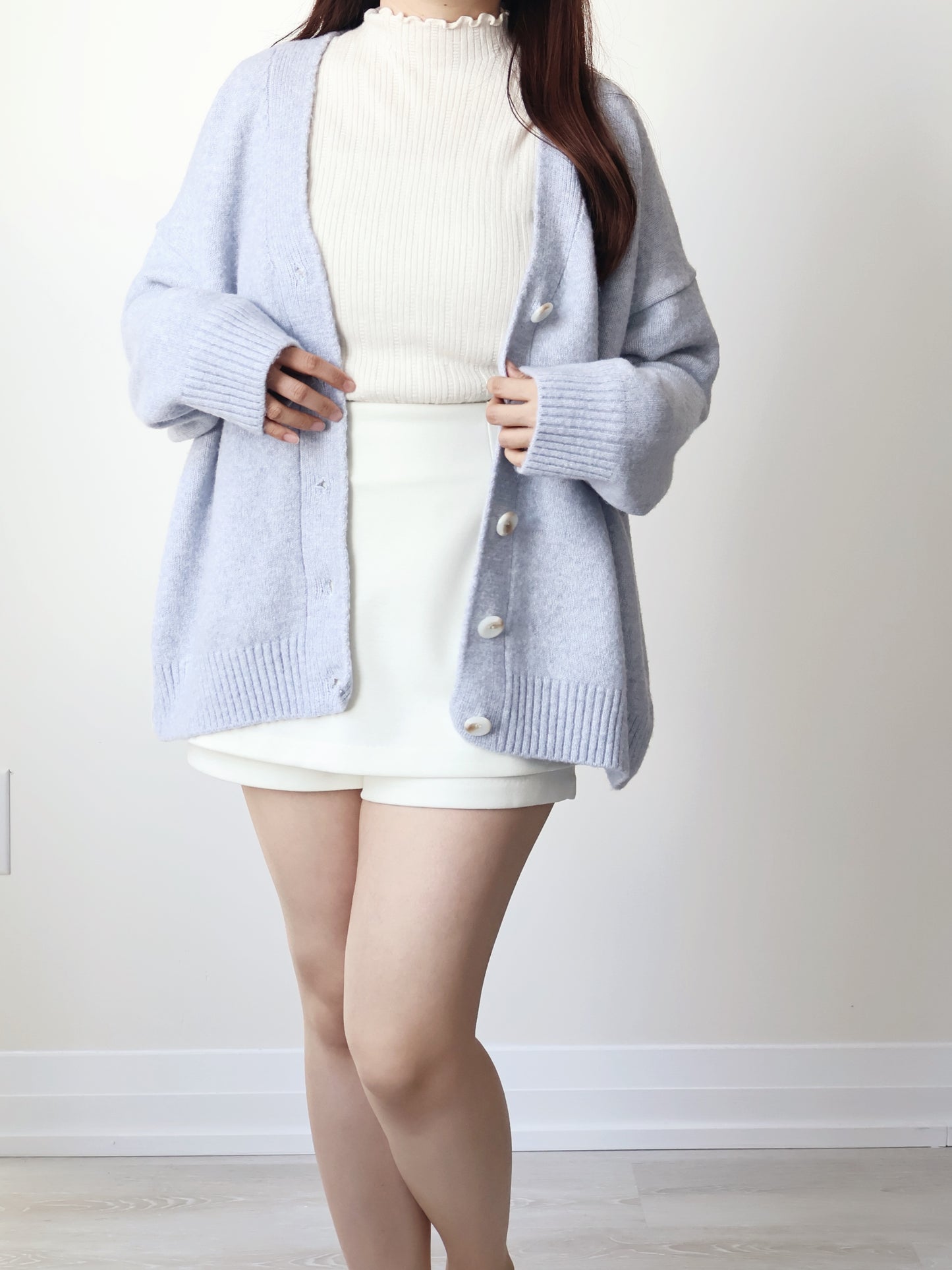 10% Lambswool Marshmallow Oversized Cardigan(Lavender)