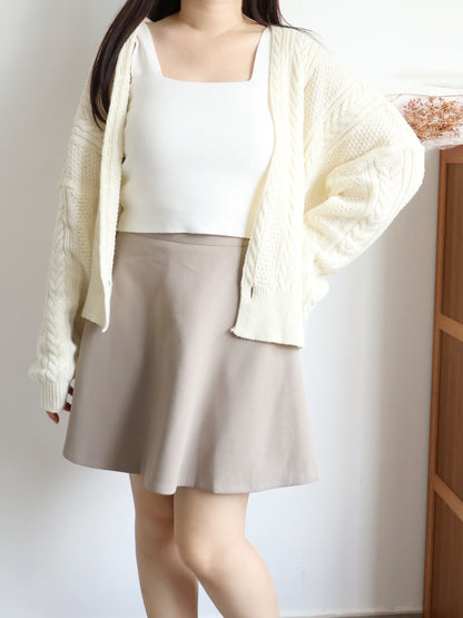 [2-WAYS] Elsa Cable Knit Oversized Cardigan(Cream)
