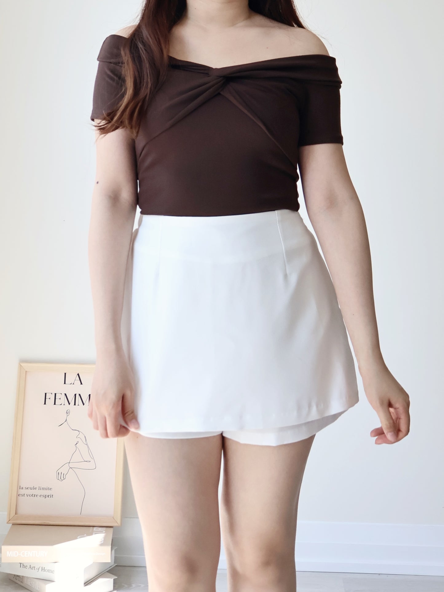 +5cm Leg-Elongating A-Line Tailored Skort(Ivory)