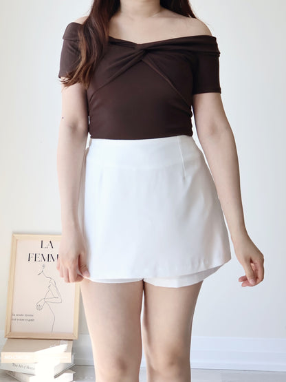 +5cm Leg-Elongating A-Line Tailored Skort(Ivory)