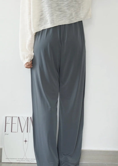 Airy Matte Breathable Wide-Leg Pants with Pockets(Charcoal)