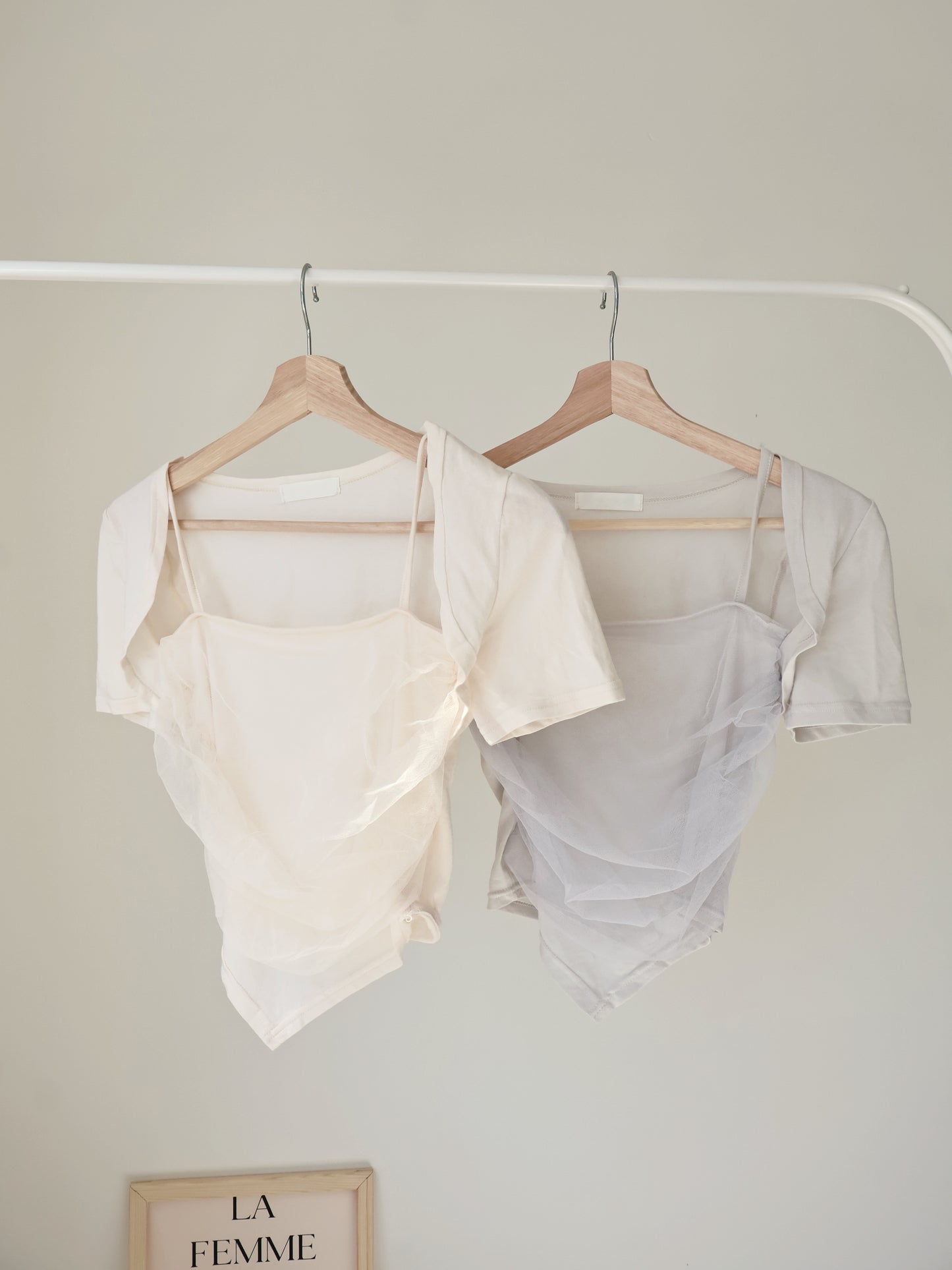 Ethereal Sheer Double-Strap Layering Top(Light Grey)