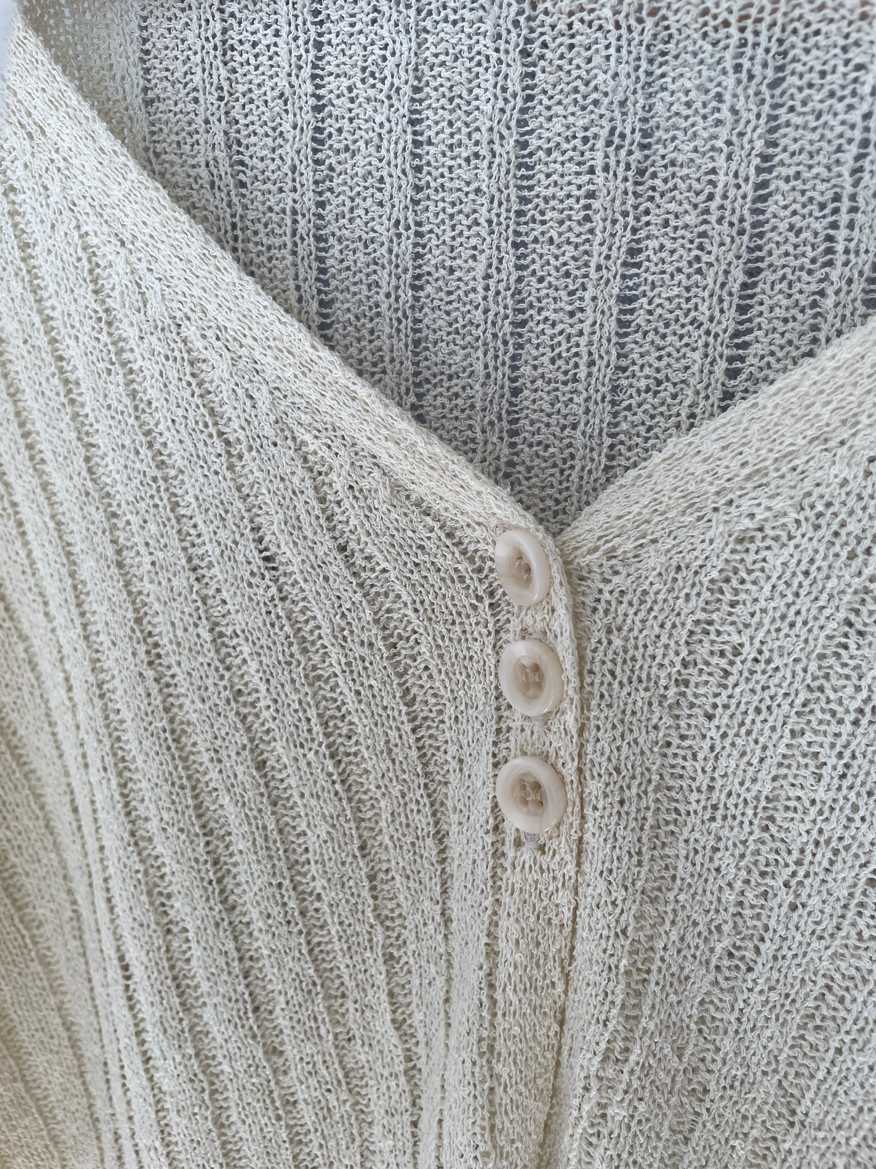 Relaxed Cinnamon V-Neck Knit Cardigan(Ivory) – Vendredii.ca