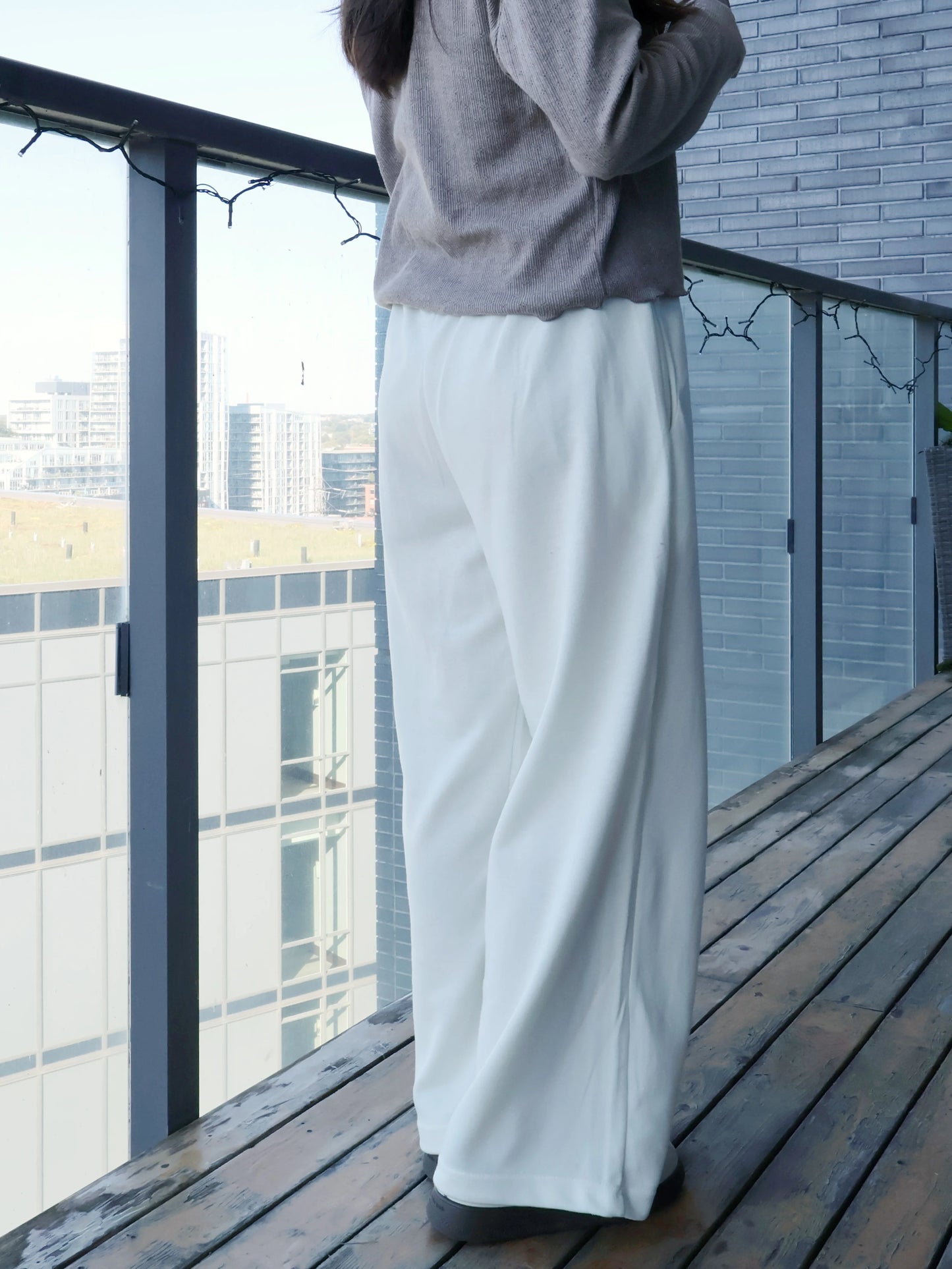 [3 Lengths] Everyday Relaxed Wide-Leg Cotton Pants with Pockets(Cream)