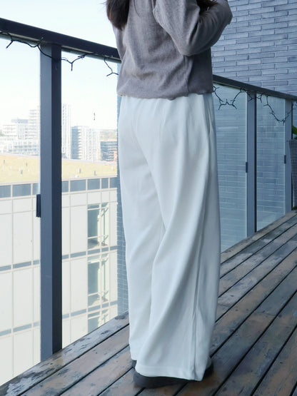 [3 Lengths] Everyday Relaxed Wide-Leg Cotton Pants with Pockets(Cream)
