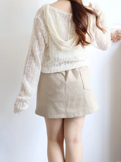 Matcha Milk Foam Hooded Knit Cardigan(Cream)