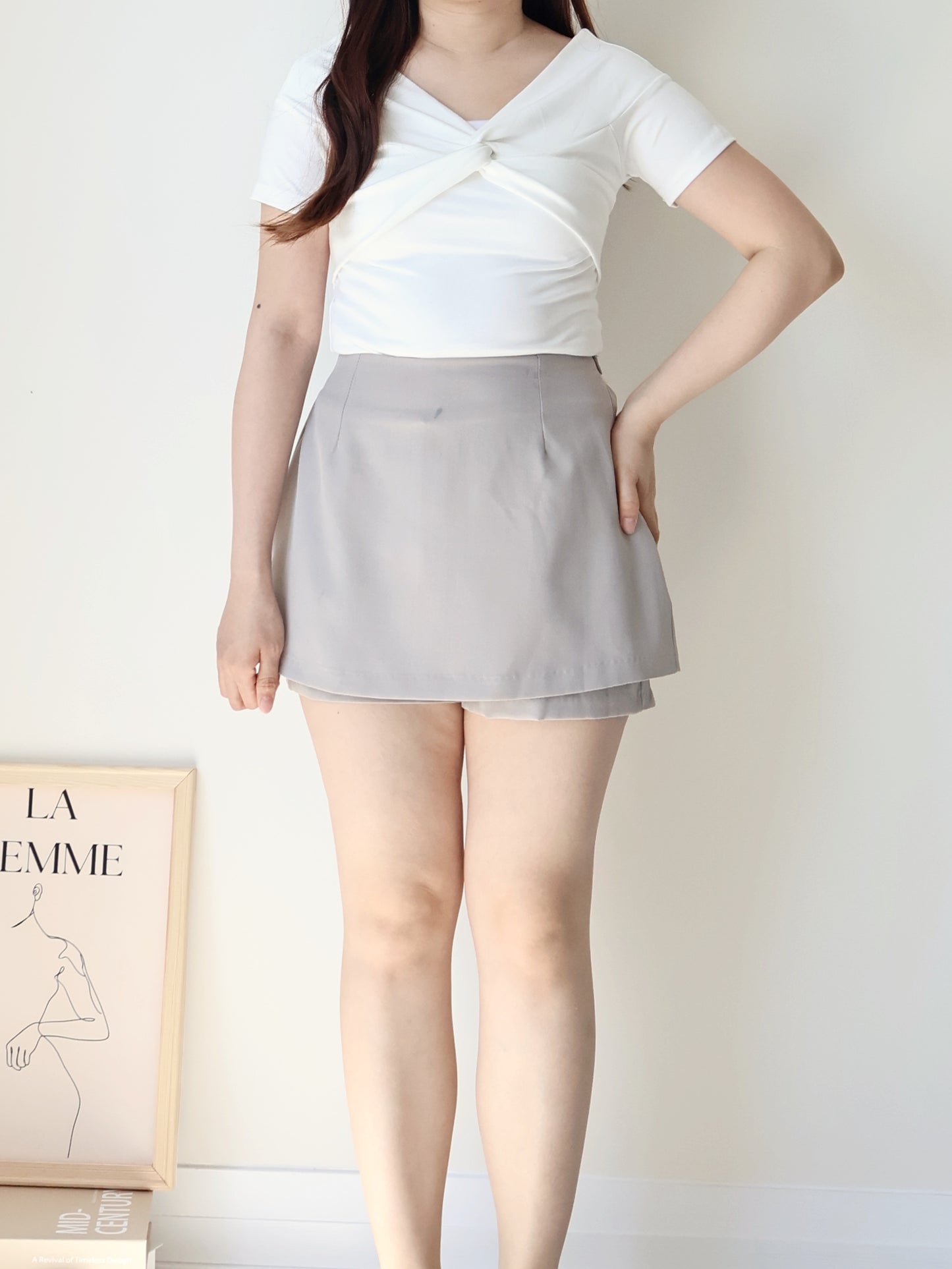 2-Way Cooling Twisted Silky High-Stretch Top(Ivory)