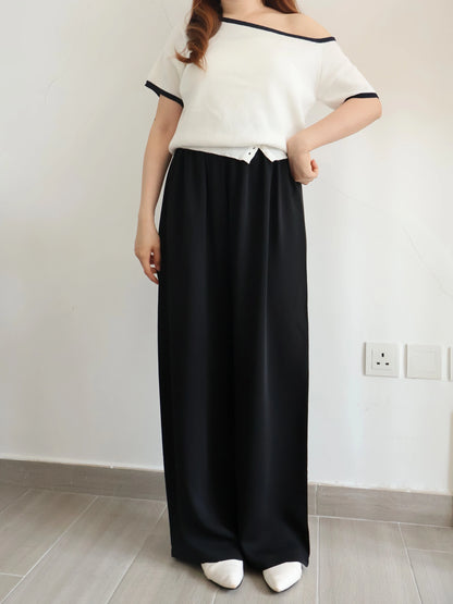 [Wrinkle-Free] -5KG Air-Flow Wide-Straight Slacks(Black)