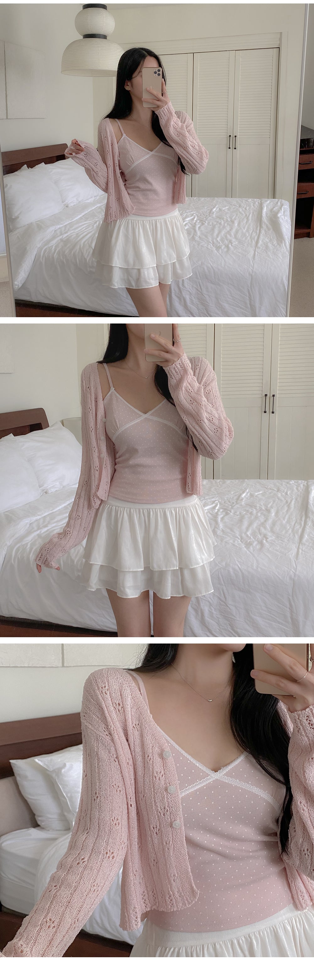 Macaron Pointelle Knit Cardigan(6 colors)