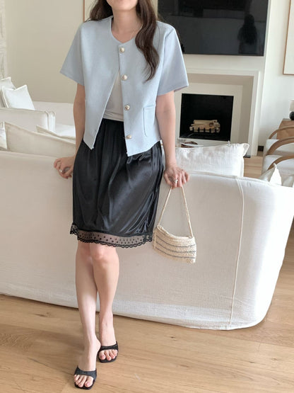 Sophisticated Sculptural Button Tweed Jacket(3 Colors)