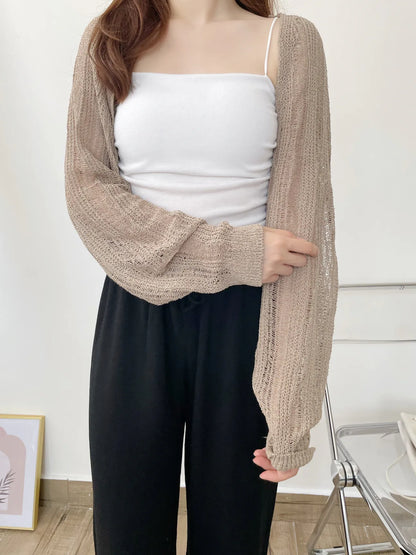 Minimalist Arm-Slimming Bolero Open Front Cardigan(Brown)