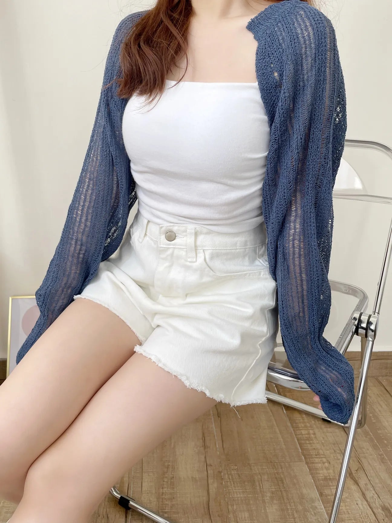 Minimalist Arm-Slimming Bolero Open Front Cardigan(Navy)