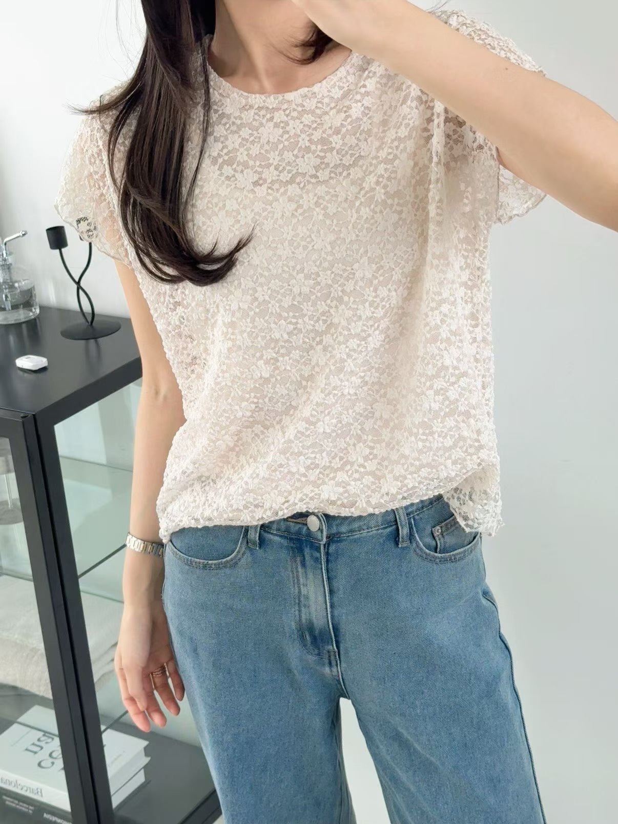 Romantic Daisy Lace Lined Blouse(3 Colors)